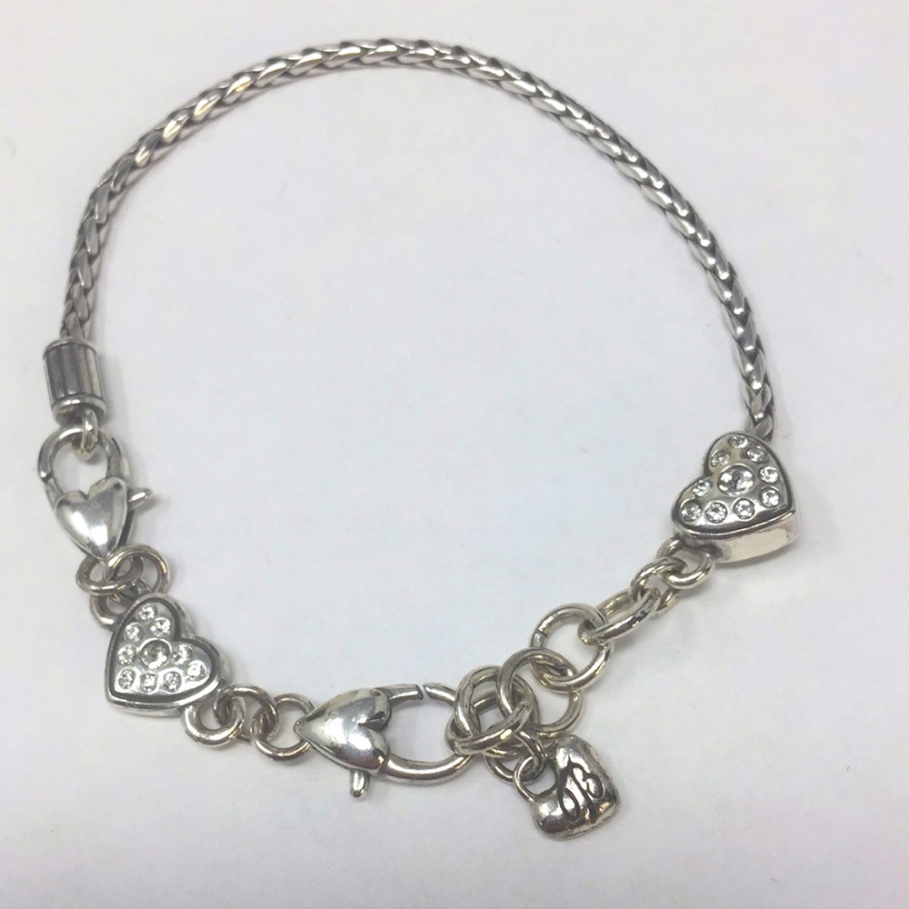 Brighton bracelet for charms w/2 rhinestone hearts